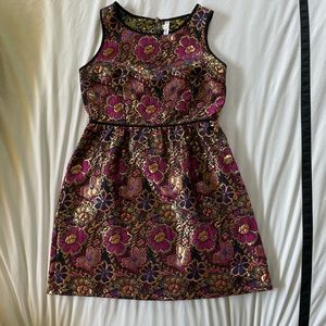 Metallic floral mini dress